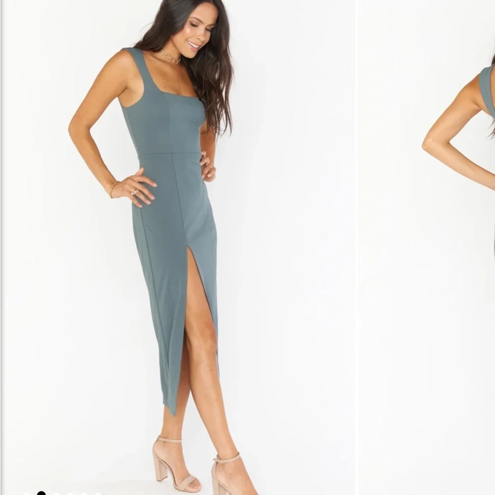 Show me your Mumu brand new with. Tags Eden midi dress in dusty sage stretch - Picture 2 of 10